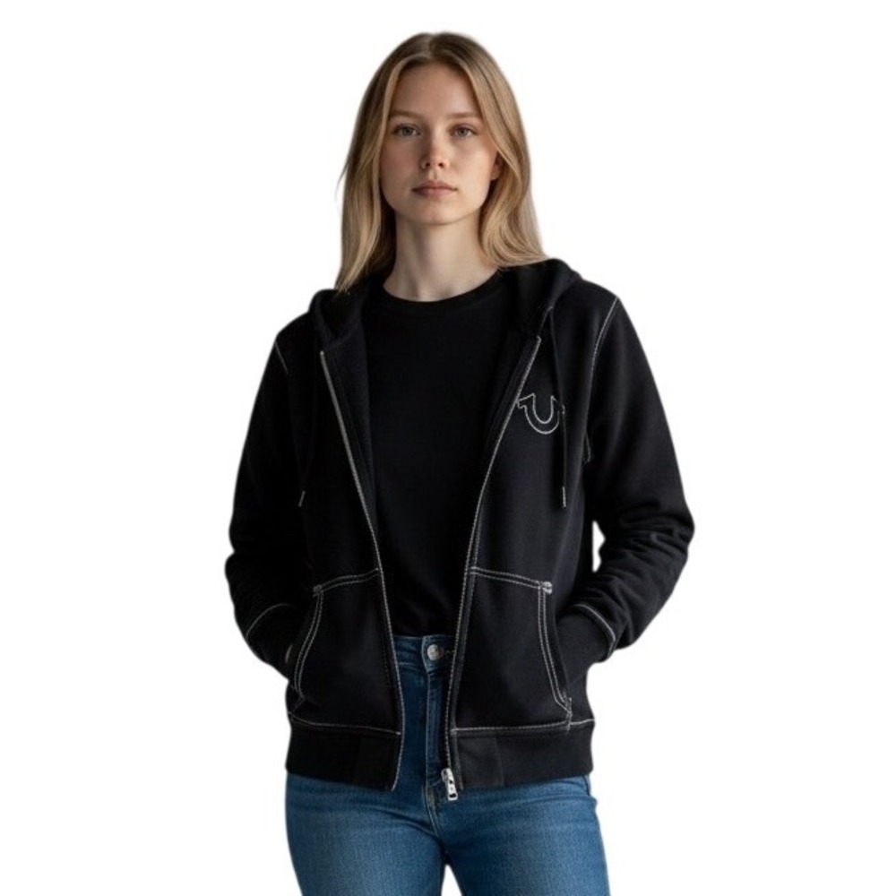 True Religion Womens Zip Up Hoodie Size Medium